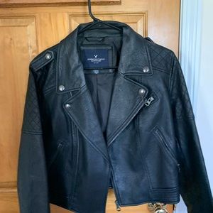 black leather jacket
